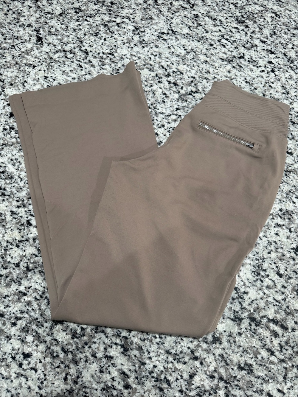 Athleta tan high-waisted flare leggings
